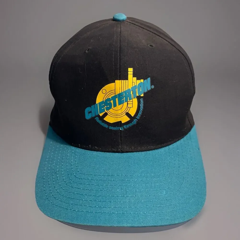 Vintage Chesterton Hat Vintage Black Teal Snapback Trucker Cap Rare